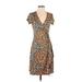 Patty Boutik Casual Dress - Wrap: Orange Tortoise Dresses - Women's Size Small