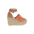 Marc Fisher Wedges: Espadrille Platform Casual Tan Print Shoes - Women's Size 8 - Peep Toe