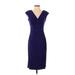 Lauren by Ralph Lauren Casual Dress - Midi V Neck Short sleeves: Purple Print Dresses - Women's Size 2