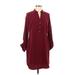 The Limited Casual Dress - Shirtdress Collared 3/4 sleeves: Burgundy Solid Dresses - Women's Size Small