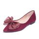MACHSWON Womens Ballet Flats Pointed Toe Bow Faux Suede Ladies Black Slip On Ballet Pumps Dolly Shoes(Wine Red, Size 8)