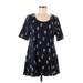 Lularoe Casual Dress - Mini Scoop Neck Short sleeves: Blue Dresses - Women's Size Large