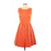 Cremieux Casual Dress - A-Line Scoop Neck Sleeveless: Orange Dresses - Women's Size 2