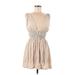 Forever 21 Casual Dress - Mini V Neck Sleeveless: Tan Solid Dresses - Women's Size Medium