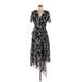 H&M Casual Dress - Wrap: Black Floral Motif Dresses - Women's Size 8