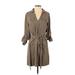 Banana Republic Heritage Collection Casual Dress - Shirtdress Collared 3/4 sleeves: Gray Print Dresses - Women's Size 4