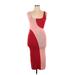 ELOQUII Casual Dress - Midi Scoop Neck Sleeveless: Burgundy Color Block Dresses - Women's Size 14 Plus