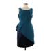 Halston Heritage Cocktail Dress - Party: Teal Print Dresses - Women's Size 6