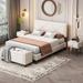 4-Pieces Bedroom Sets, Queen Size Upholstered Bed Frame w/ 2 Nightstands & Tufted Storage Ottoman, Platform Bed w/ Rivet Design