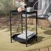 Steel Patio Side Table 2-Tier, Weather Resistant Outdoor Round End Table