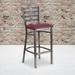 Clear Coated Ladder Back Metal Restaurant Barstool - 17"W x 18"D x 42.25"H