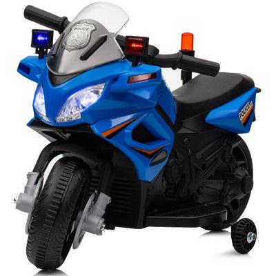 Hikiddo 6V Motorcycle, Electric Ride on Toys Police Motorcycle for Toddlers w/Music, Training Wheels | 15.35 H x 17.72 W x 27.17 D in | Wayfair
