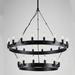 Gracie Oaks Quercia 30 - Light Candle Style Wagon Wheel Chandelier w/ Wrought Iron Accents Metal in Gray | Wayfair FFDF6FF4ED8446E0941C672898025A28