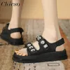 Damensandalen 2025, Sommer, neue Luxus-Designer-Damen mit Klettverschluss, offener Zehenbereich, bequeme Freizeitschuhe, 34–43, große Gladiator-Sandalen