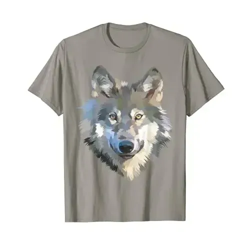 Realistischer weißer Wolf realistischer Tier druck mit Farben T-Shirt Baumwolle Herren T-Shirts vier