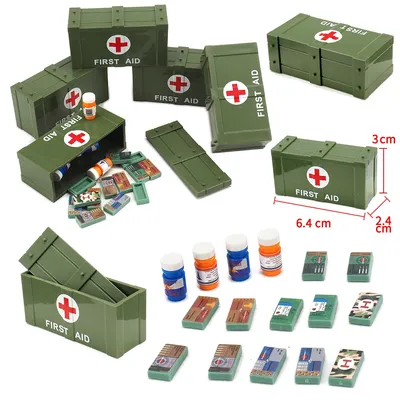 Moderne Medizinische Box Stadt Figuren Baustein Medizin Energie Flasche Moc Militär WW2 Armee Rettungs Box Ausrüstung Kind Geschenk Spielzeug Image