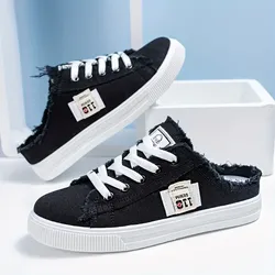 Baskets plates en toile coordonnantes pour femmes, chaussures de marche décontractées, Parker rond à lacets, mode