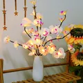 Lumière d'arbre d'orchidée papillon blanche et violette lumières LED batterie 62 lampe d'arbre