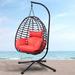 Dakota Fields Clodean 1 Person Egg Chair w/ Stand Polyester in Orange | 78 H x 37.4 W x 37.4 D in | Wayfair A2753DB96DFE4E36B3F407CC9999C286