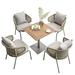 Bayou Breeze Bartolomeo Rectangular 4 - Person 27.55" L Outdoor Restaurant Dining Set in Gray | 27.55 W x 27.55 D in | Wayfair