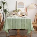 Everly Quinn 60 X 84 Inches Farmhouse Style Linen Tablecloths, Wrinkle Resistant Washable Dining Room Table Cloths For Rectangle Tables | Wayfair