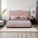 Red Barrel Studio® Queen Size Upholstered Bed Frame w/ Rivet Design, Modern Platform Bed w/ Tufted Headboard in Pink | Wayfair