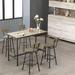 17 Stories Pub High Dining Table 5 Piece Set, Industrial Style Pub Table, 4 Pu Leather Bar Chairs Wood/Upholstered/Metal in Gray | Wayfair