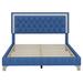 House of Hampton® Jynelle Queen Size Bed Frame w/ LED Lights Upholstered/Velvet, Crystal in Blue/Brown | 44.5 H x 64 W x 83.7 D in | Wayfair