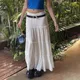 White Tiered Maxi Skirt Mid-Rise Flowy Long Skirt Women Schoolgirl Fairycore Aesthetic Y2K Clothes