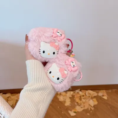 Hello Kitty Pink For Airpods Pro 2 Case,Plush Anime Earphone Cover For Airpods Pro Case/Airpods 3 Case/Airpods 1/2 Case
