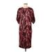 Zara W&B Collection Casual Dress - Shift High Neck Short sleeves: Burgundy Dresses - Women's Size Medium