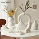 Nordic Ceramic Vase Circular Hollow Donuts Flower Pot Home Living Room Decoration Accessories