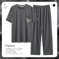 Fashion Man's Pajamas Plus Size L-5XL Fat Man's Sleepwear Leisure Homewear Cotton Pjs Short Sleeved
