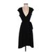 Karen Kane Casual Dress - Wrap: Black Solid Dresses - Women's Size Small