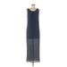 THML Casual Dress - A-Line Scoop Neck Sleeveless: Blue Print Dresses - Women's Size Medium
