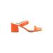 Nine West Sandals: Slide Chunky Heel Casual Orange Solid Shoes - Women's Size 9 1/2 - Open Toe