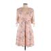 LC Lauren Conrad Casual Dress - Wrap: Pink Floral Motif Dresses - Women's Size Large