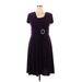 R&M Richards Casual Dress - A-Line Square Short Sleeve: Purple Solid Dresses - Women's Size 16