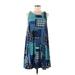 Bobbie Brooks Casual Dress - A-Line Scoop Neck Sleeveless: Blue Dresses - Women's Size Medium