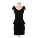 Amanda Uprichard Casual Dress - Party V-Neck Short sleeves: Black Print Dresses - Women's Size Small