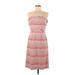 Donna Ricco Casual Dress - A-Line Open Neckline Sleeveless: Pink Stripes Dresses - Women's Size 8