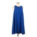 T by Alexander Wang Casual Dress - A-Line Crew Neck Sleeveless: Blue Print Dresses - Women's Size 8