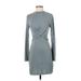 Topshop Casual Dress - Sweater Dress: Gray Solid Dresses - Women's Size 4