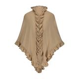 Minnie Rose Cotton Cashmere Ruffle Shawl - Brown