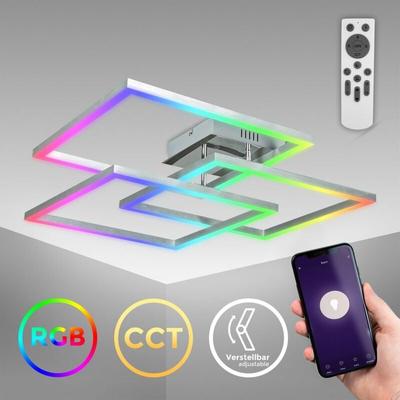 Deckenleuchte 69,5x69,5 cm - 48W, 4800lm, led, smart, dimmbar, cct, rgb, silberfarbig Image