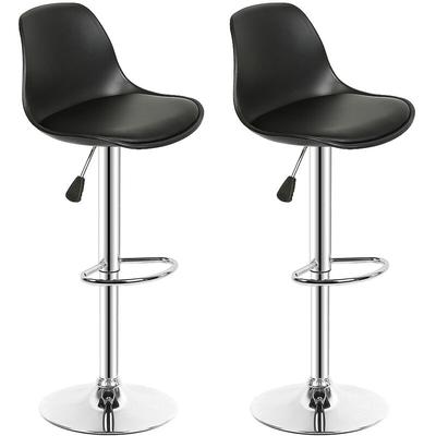 Skecten - Barhocker 2er Set,höhenverstellbare,360° Drehstuhl,Barhocker aus PU-Leder,verchromter Image