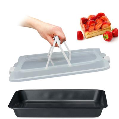 Relaxdays - Backblech mit Deckel, 3in1 Kuchen Transportbox, BxT 40,5 x 32,5 cm, rechteckige