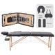 YOUNIKE Massageliege Klappbar 2 Zonen Massageliegen Massagetisch Höhenverstellbar Tattoo Massage Liege Portable Massagebank Mobile Massage Bed Massagebett Schwarz 60cm Breit Therapieliege