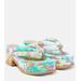 Floral-printed Platform Thong Sandals