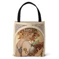 Women's Tote Shoulder Bag Canvas Tote Bag Polyester Outdoor Shopping Daily Print Large Capacity Foldable Lightweight Geometric Folk Mucha - Primroses and Feathers Mucha - Reverie Mucha-Autumn Leaves